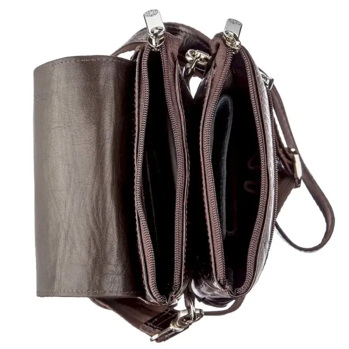 Вертикальная барсетка из натуральной кожи 17361 KARYA Коричневая