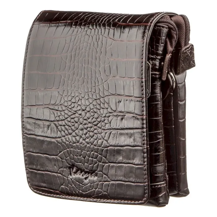 Вертикальная барсетка из натуральной кожи 17361 KARYA Коричневая