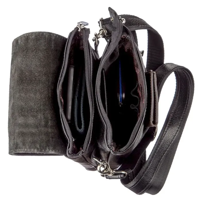 Вертикальная барсетка из натуральной кожи флотар 17360 KARYA Черная