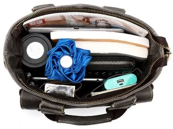 Вертикальна чоловіча шкіряна сумка Vintage 14818 Сіра