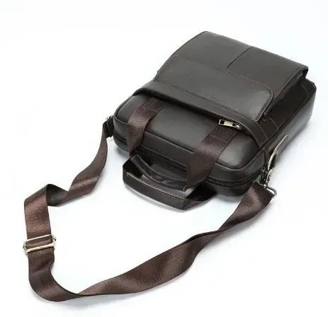 Вертикальная сумка мужская Vintage 14876 Серо-коричневая