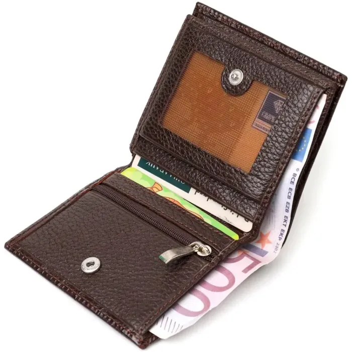 Вертикальне фактурне портмоне для чоловіків з натуральної шкіри з тисненням під крокодила BOND 22061 Коричневий