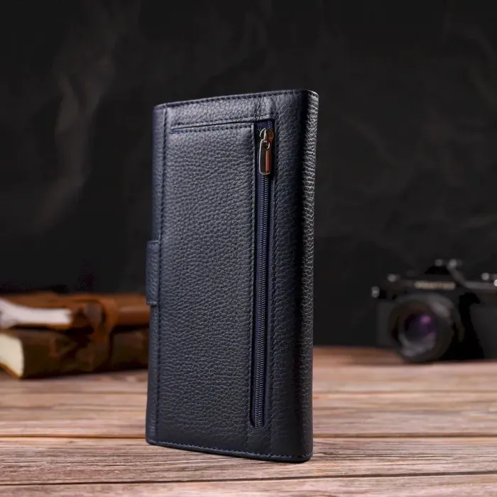 Вертикальное модное мужское портмоне из натуральной кожи флотар CANPELLINI 21841 Синее