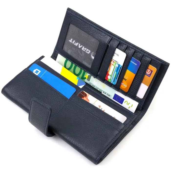 Вертикальное модное мужское портмоне из натуральной кожи флотар CANPELLINI 21841 Синее