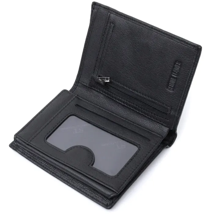 Вертикальний чоловічий портмоне з натуральної шкіри ST Leather 22733 Чорний