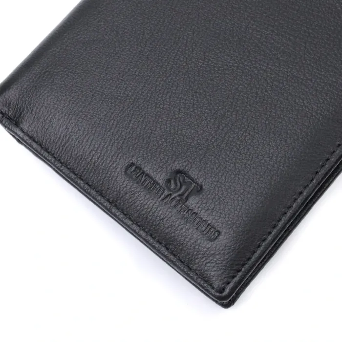 Вертикальний чоловічий портмоне з натуральної шкіри ST Leather 22733 Чорний