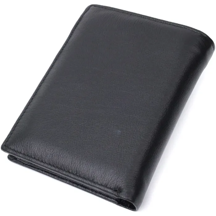 Вертикальний чоловічий портмоне з натуральної шкіри ST Leather 22733 Чорний