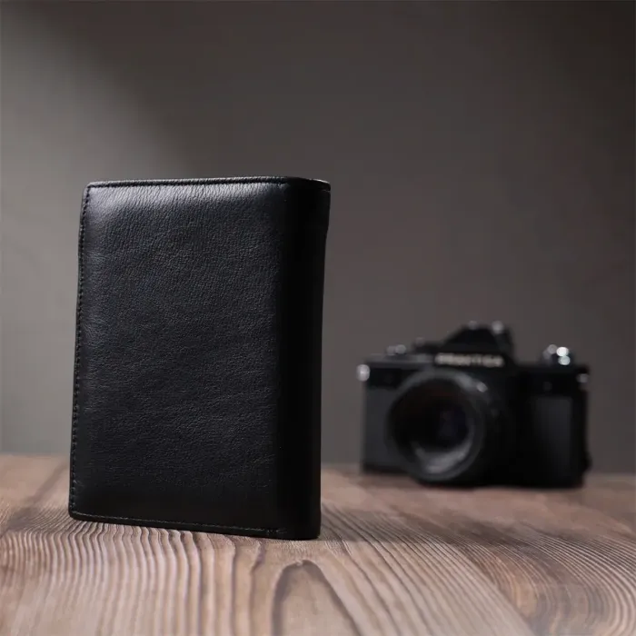 Вертикальний чоловічий портмоне з натуральної шкіри ST Leather 22733 Чорний