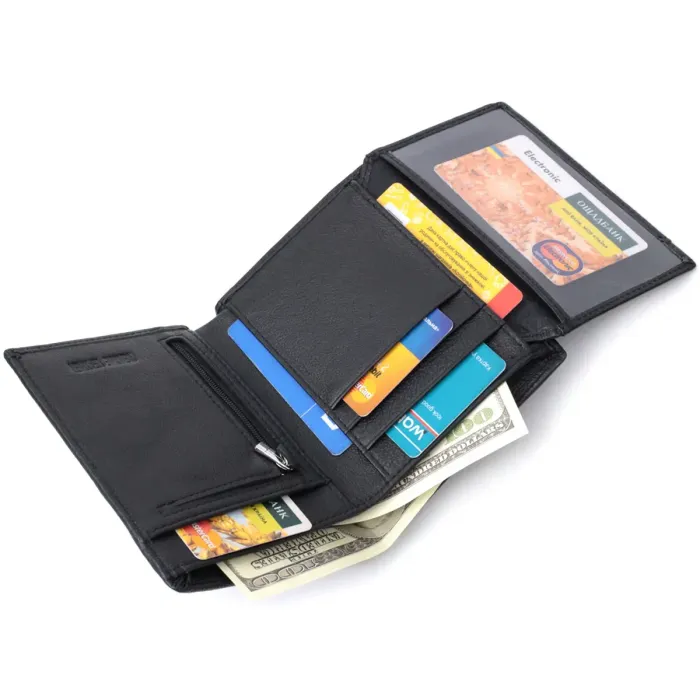 Вертикальний чоловічий портмоне з натуральної шкіри ST Leather 22733 Чорний