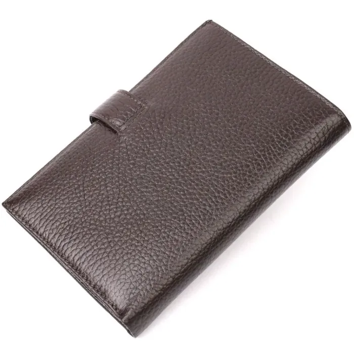 Вертикальний чоловічий портмоне з хлястиком з натуральної шкіри KARYA 21192 Коричневий