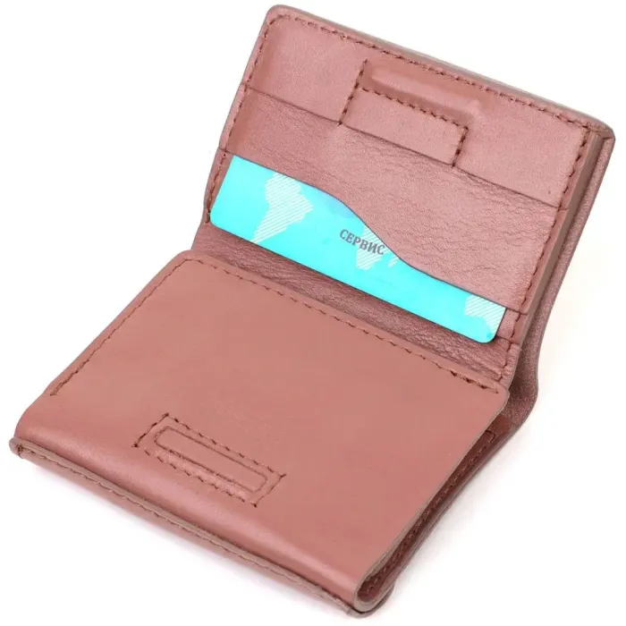 Вертикальне невелике жіноче портмоне в три додавання GRANDE PELLE 16784 Пудровий