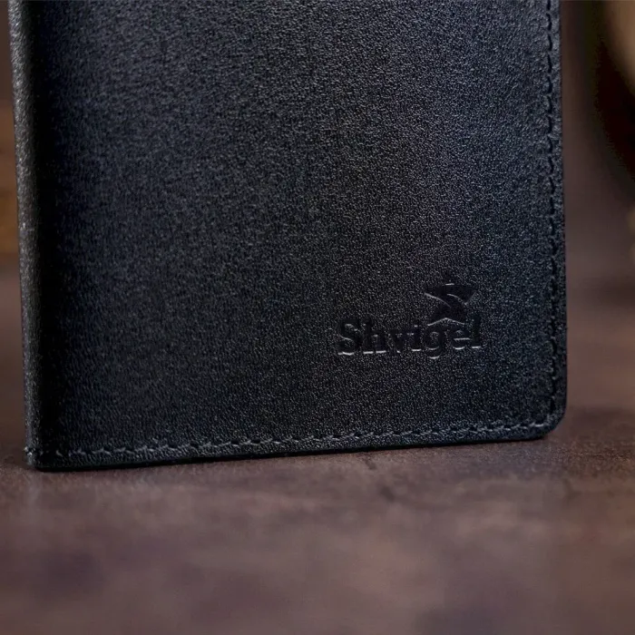 Вертикальне портмоне SHVIGEL 13991 Чорне