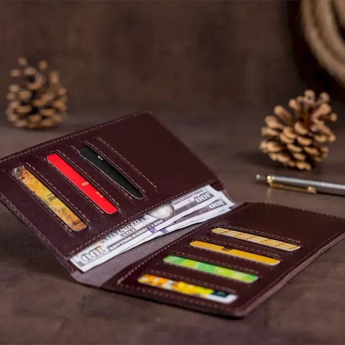 Вертикальне портмоне SHVIGEL 13992 Коричневе