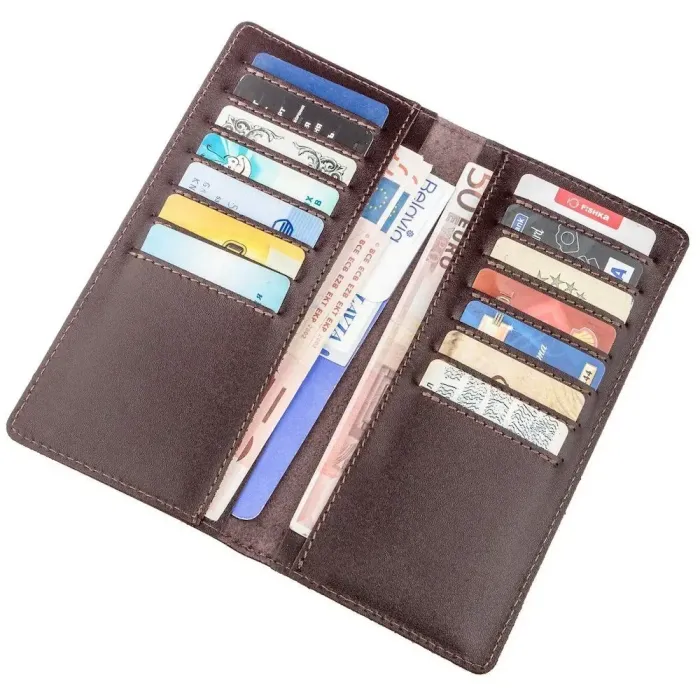 Вертикальне портмоне SHVIGEL 13992 Коричневе