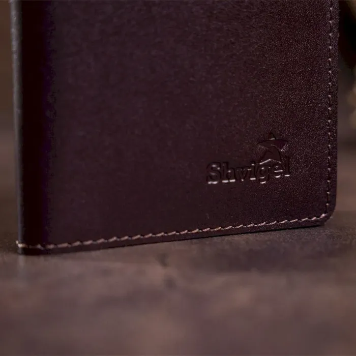 Вертикальне портмоне SHVIGEL 13992 Коричневе