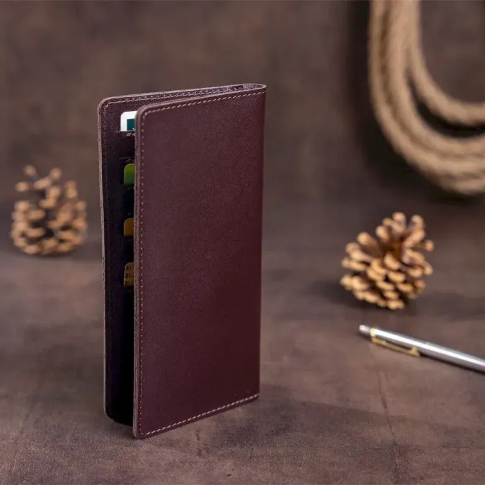 Вертикальне портмоне SHVIGEL 13992 Коричневе