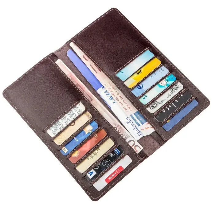 Вертикальне портмоне SHVIGEL 13992 Коричневе