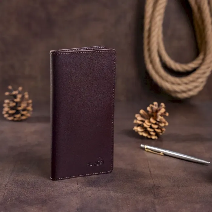 Вертикальне портмоне SHVIGEL 13992 Коричневе