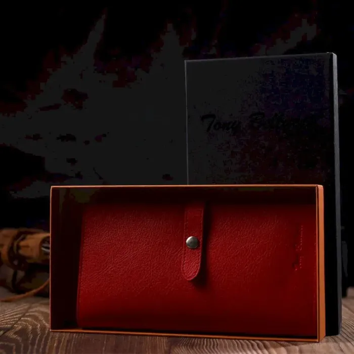 Вертикальне тонке портмоне для жінок із натуральної шкіри Tony Bellucci 22035 Червоний