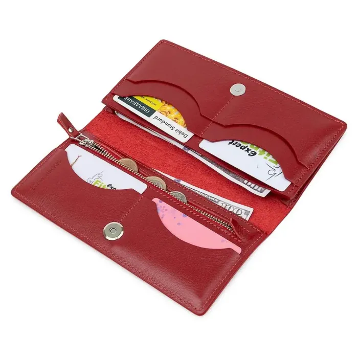 Вертикальне жіноче портмоне GRANDE PELLE 11555 Червоний