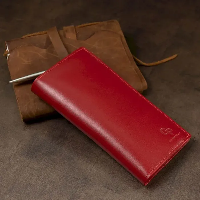 Вертикальне жіноче портмоне GRANDE PELLE 11555 Червоний