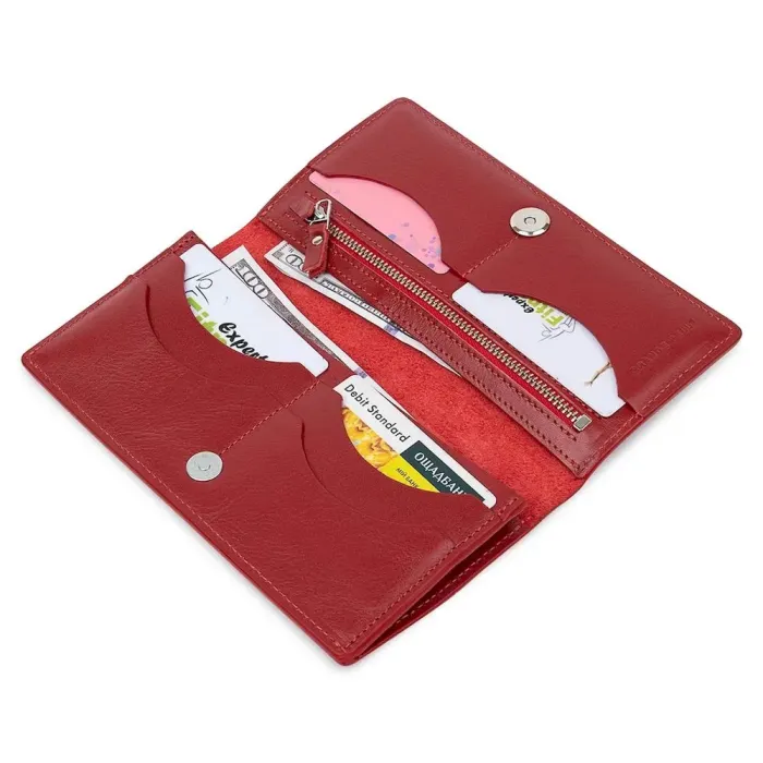 Вертикальне жіноче портмоне GRANDE PELLE 11555 Червоний