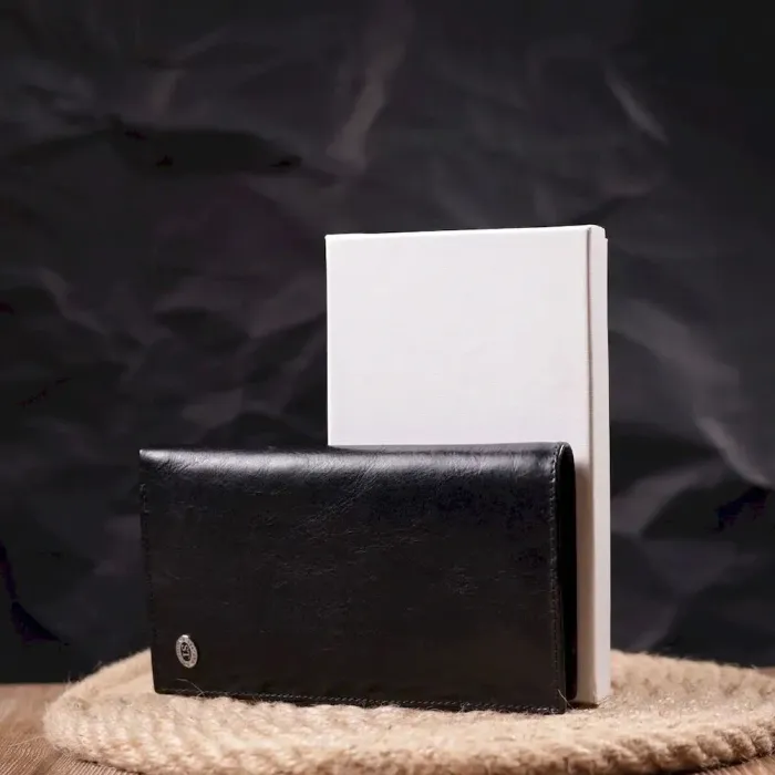 Вертикальний гаманець для чоловіків із натуральної шкіри ST Leather 19420 Чорний