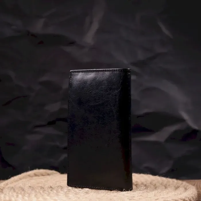 Вертикальний гаманець для чоловіків із натуральної шкіри ST Leather 19420 Чорний