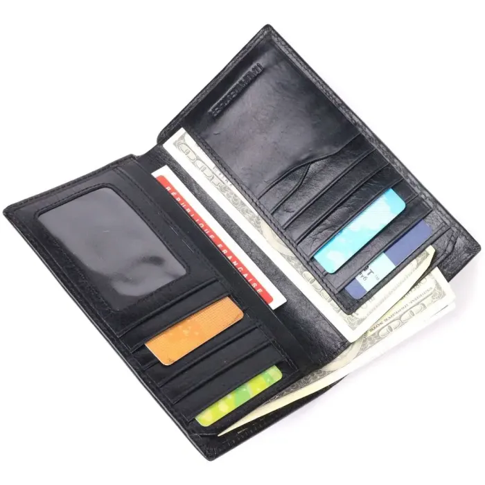 Вертикальний гаманець для чоловіків із натуральної шкіри ST Leather 19420 Чорний