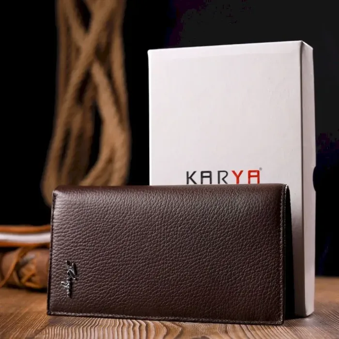 Вертикальний гаманець із натуральної шкіри KARYA 21138 Коричневий
