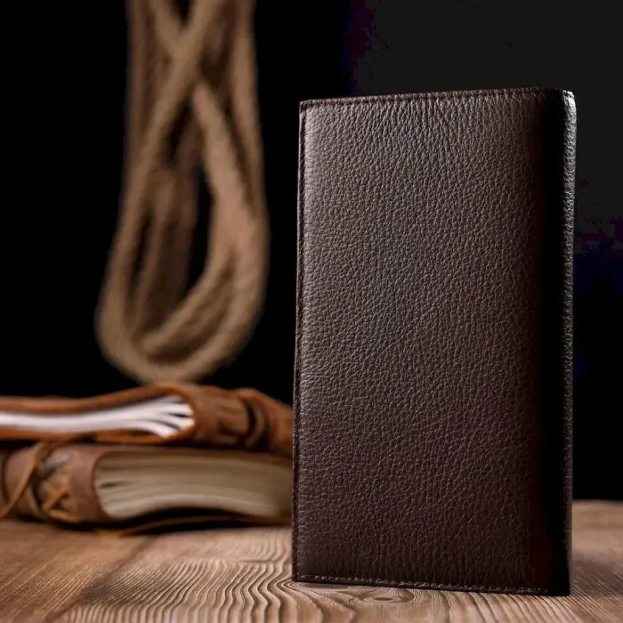 Вертикальний гаманець із натуральної шкіри KARYA 21138 Коричневий