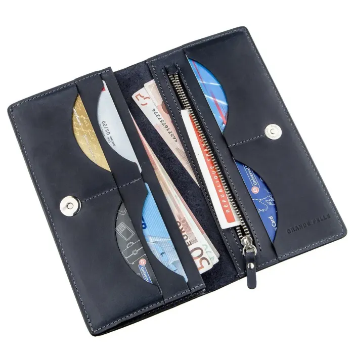 Вертикальный бумажник унисекс на магните GRANDE PELLE 11211 Синий