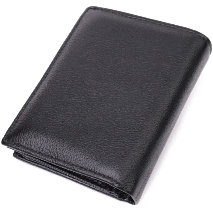 Вертикальний гаманець для стильних чоловіків із натуральної шкіри ST Leather 22464 Чорний