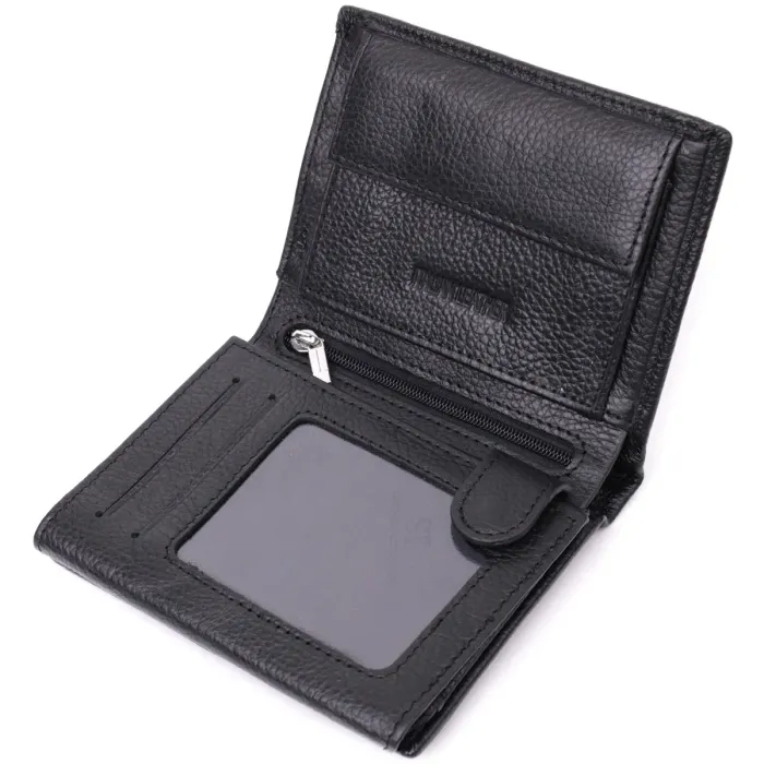 Вертикальний гаманець для стильних чоловіків із натуральної шкіри ST Leather 22464 Чорний