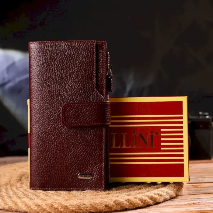 Вертикальный кошелек для женщин из натуральной кожи CANPELLINI 21645 Бордовый
