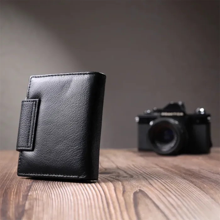 Вертикальний гаманець для жінок із натуральної шкіри ST Leather 22703 Чорний