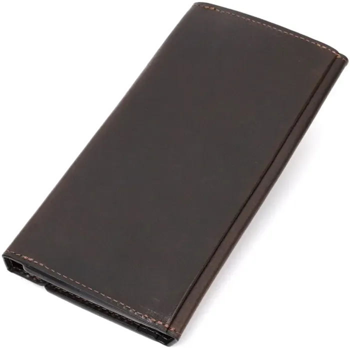 Вертикальний гаманець із відділенням для телефону з натуральної шкіри GRANDE PELLE 11645 Коричневий