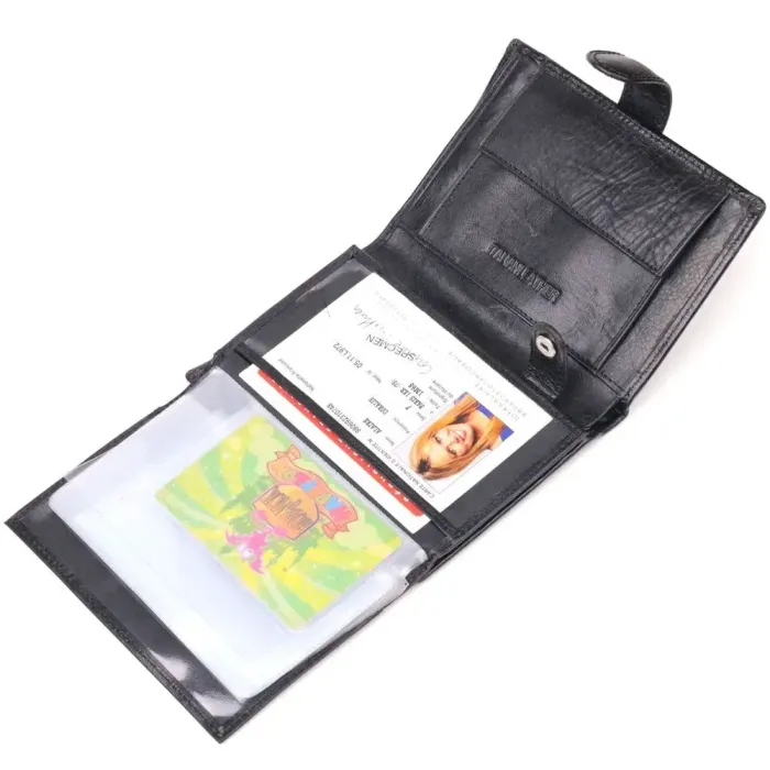 Вертикальний чоловічий гаманець із натуральної шкіри ST Leather 19406 Чорний