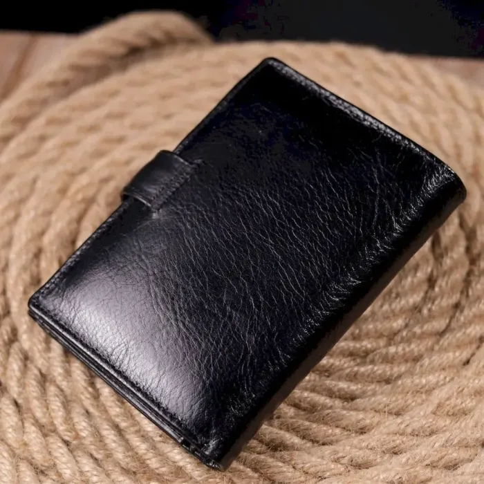 Вертикальний чоловічий гаманець із натуральної шкіри ST Leather 19406 Чорний