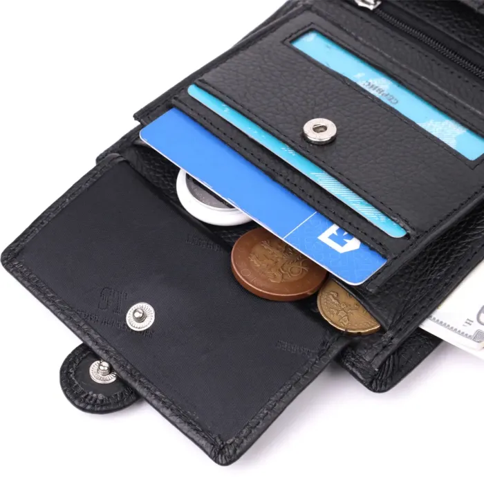 Вертикальний чоловічий гаманець із натуральної шкіри ST Leather 22479 Чорний