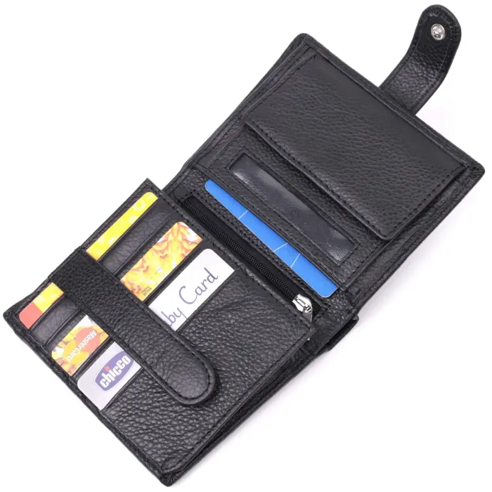 Вертикальний чоловічий гаманець із натуральної шкіри ST Leather 22479 Чорний