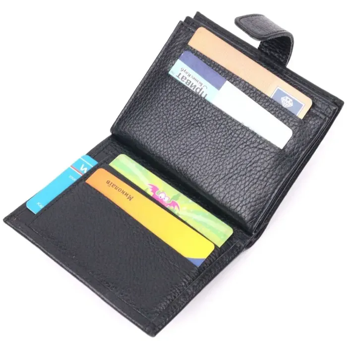 Вертикальный небольшой кожаный кошелек KARYA 21390 Черный