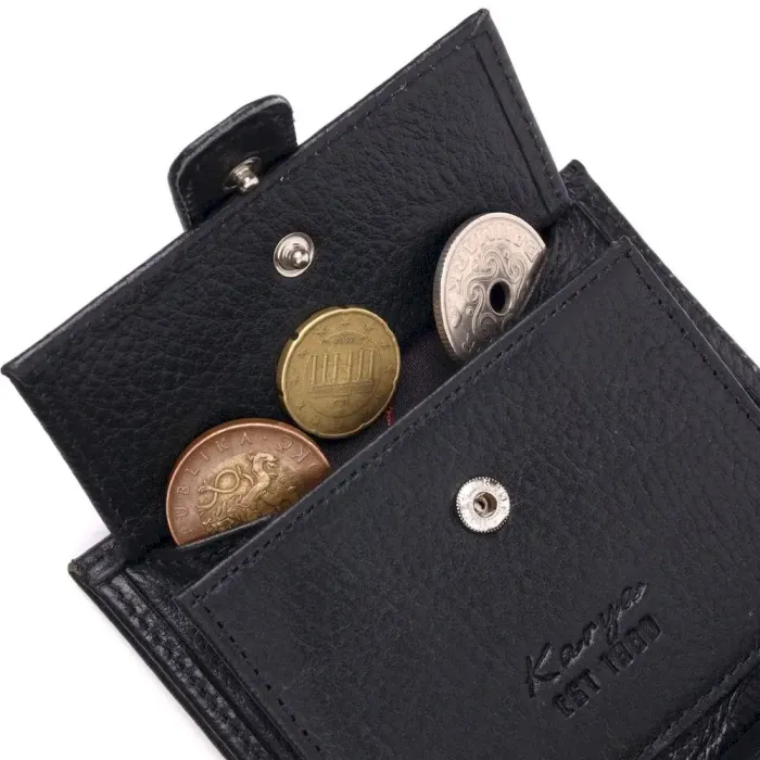 Вертикальный небольшой кожаный кошелек KARYA 21390 Черный