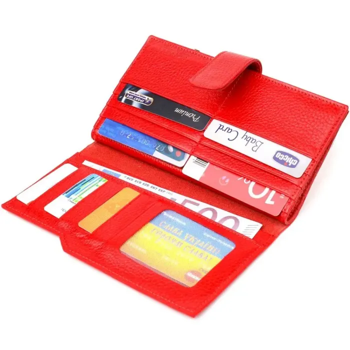 Вертикальний жіночий гаманець із натуральної шкіри CANPELLINI 21640 Червоний