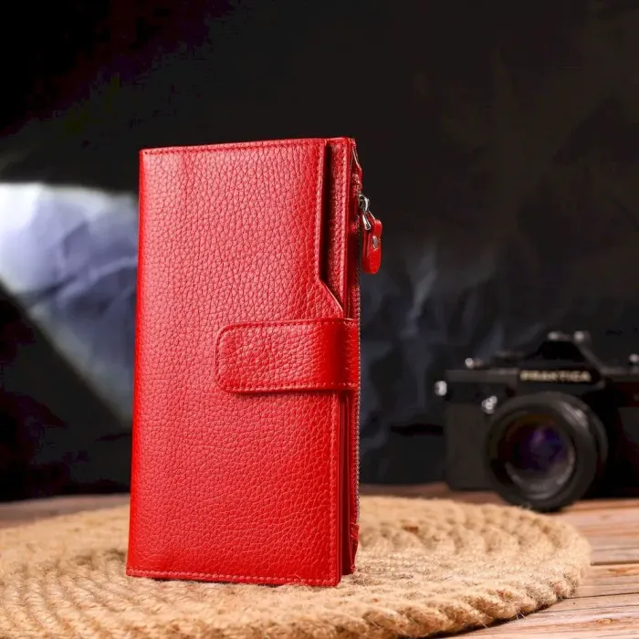 Вертикальний жіночий гаманець із натуральної шкіри CANPELLINI 21640 Червоний