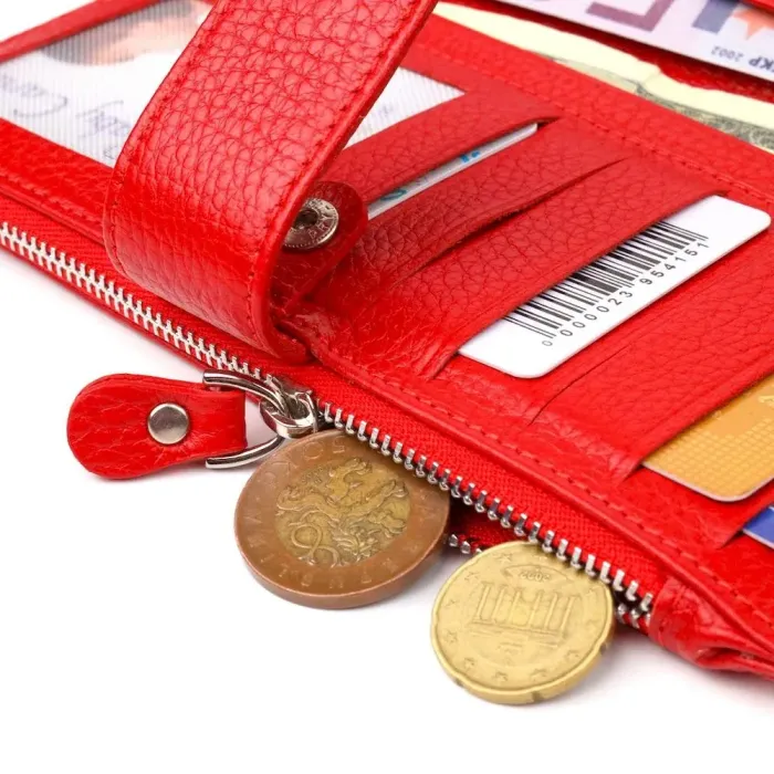 Вертикальний жіночий гаманець із натуральної шкіри CANPELLINI 21640 Червоний