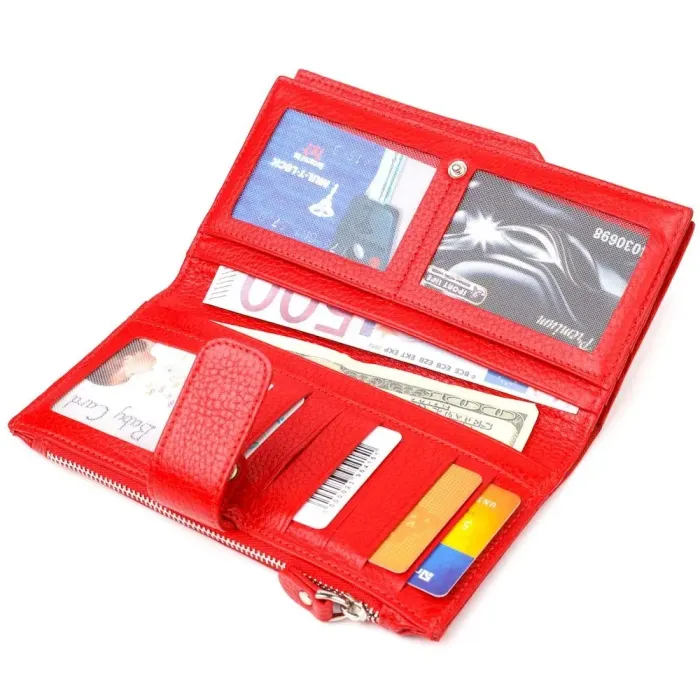 Вертикальний жіночий гаманець із натуральної шкіри CANPELLINI 21640 Червоний