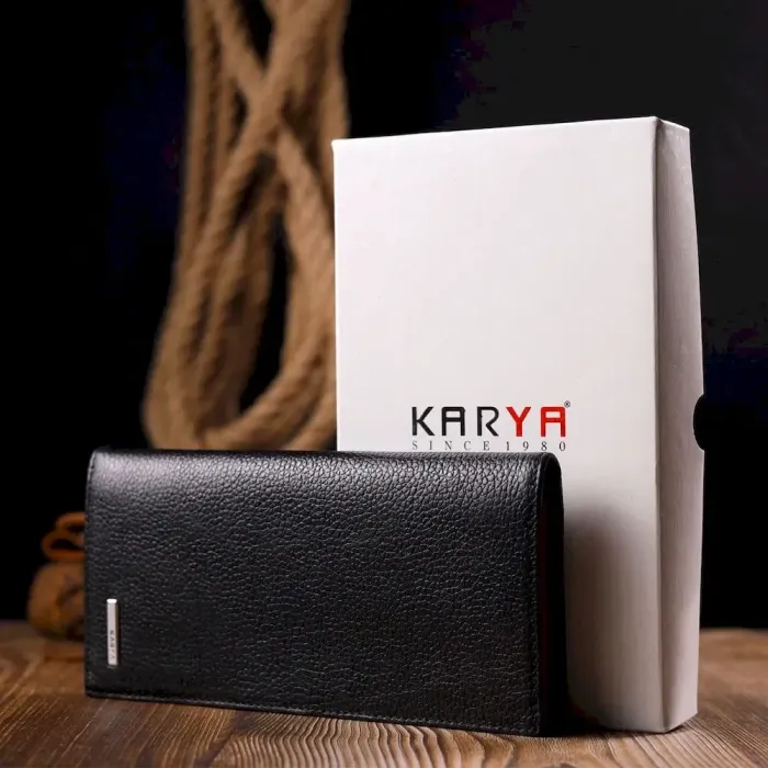 Вертикальный женский кошелек из натуральной кожи KARYA 21017 Черный