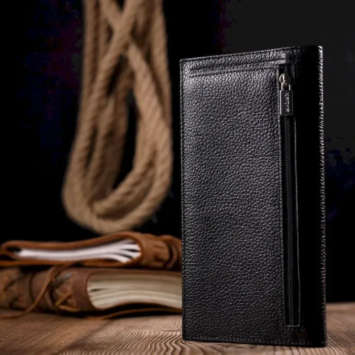 Вертикальный женский кошелек из натуральной кожи KARYA 21017 Черный