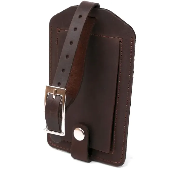 Урожай бірка на валізу з натуральної шкіри Shvigel 16555 Коричневий